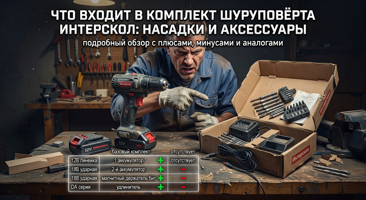 Что входит в комплект шуруповёрта Интерскол: насадки и аксессуары: подробный обзор с плюсами, минусами и аналогами
