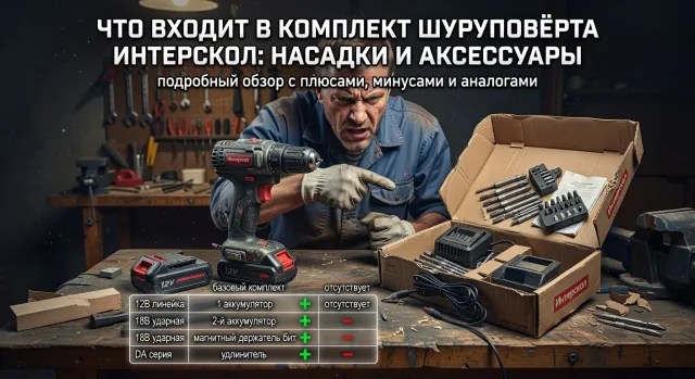 Что входит в комплект шуруповёрта Интерскол: насадки и аксессуары: подробный обзор с плюсами, минусами и аналогами